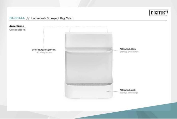 Image du produit Assmann Digitus Under-Desk Storage / Pocket Tray, Plastic, Steel, White, 5 kg, 330 mm, 255 mm, 400 mm