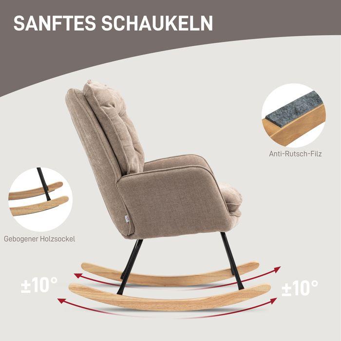 Image du produit Swisshandel24 Schaukelstuhl Armlehnsessel mit Chenilleoptik für Schlafzimmer, bis 12kg, braun