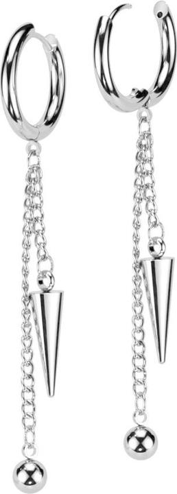 Immagine prodotto Star Piercing Orecchini in argento con catene pendenti a sfera e a cono (senza ottone, Acciaio chirurgico 316L)
