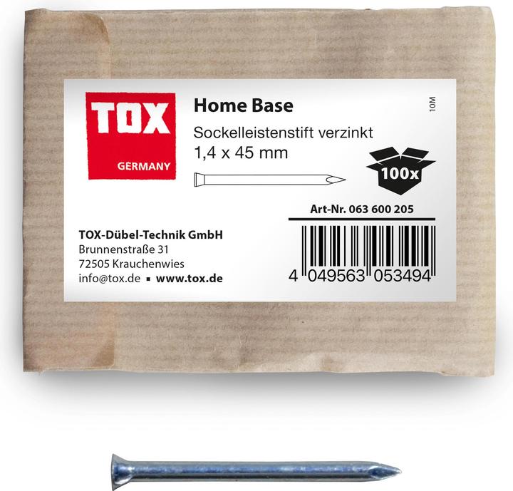 Actual product image Tox Skirting pins Home Base 1.4x45 mm (100 pcs.) galvanised (100 pcs.)