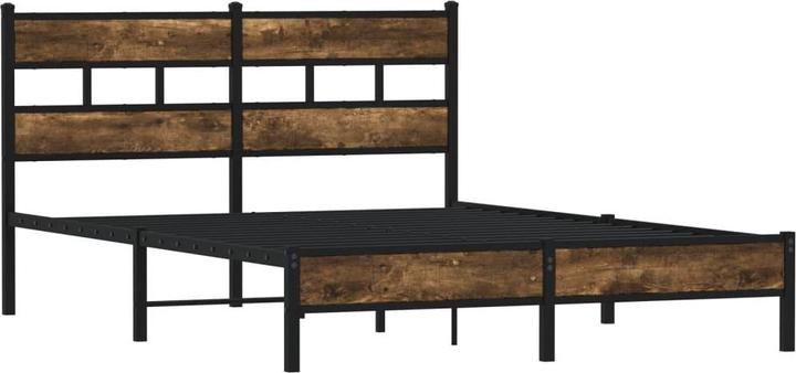 Produktbild VidaXL Bettgestell Kopfteil Metallbett Bett Doppelbett Sonoma-Eiche 150x200cm (150 x 200 cm)