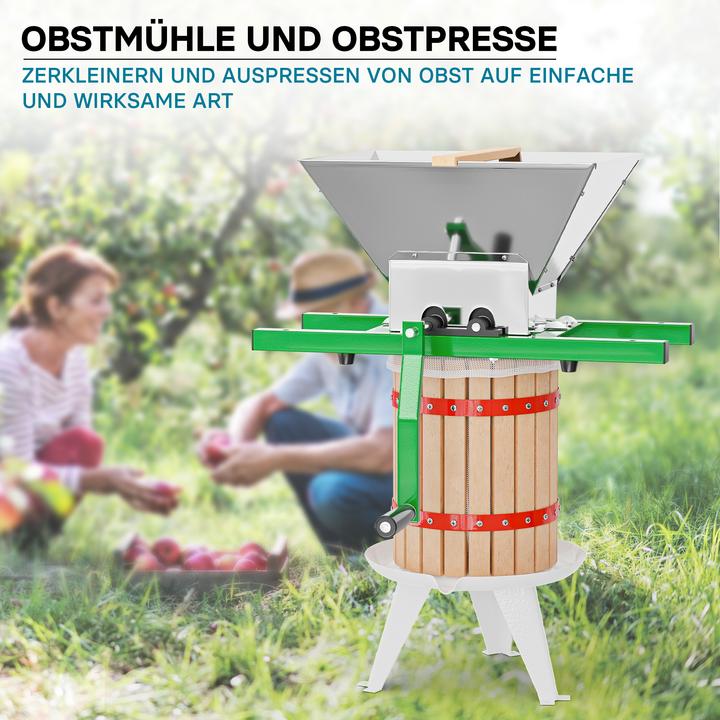 Image du produit Wiltec Pressoir à fruits 6l Sac pressoir inclus et Broyeur à fruits 7l pour la préparation de Moût (Prise UE)