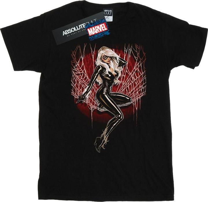 Actual product image Mens Black Cat Spider Web T-Shirt (3XL)
