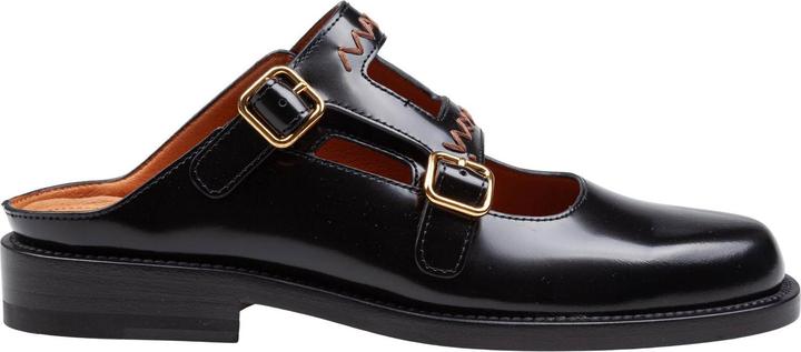 Image du produit Marni moccasin sabot in brushed leather color black (39)