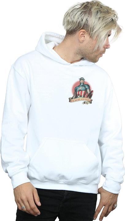 Actual product image Mens Captain America Tattoo Breast Print Hoodie (M)