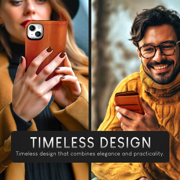 Actual product image Nalia Genuine leather flip case cover with magnetic fastener (Apple iPhone 15 Plus)