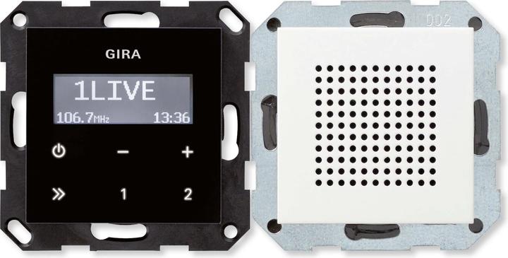Immagine prodotto Gira Radio ad incasso RDS bianco puro 228003 Sistema 55 di controllo superiore. Vetro nero (FM)