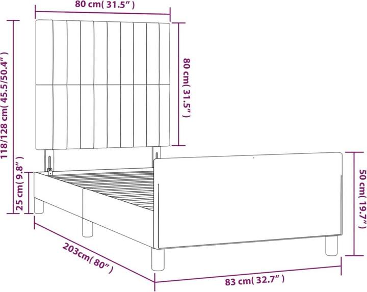 Produktbild VidaXL Bettgestell mit Kopfteil Stoff (120 x 190 cm)