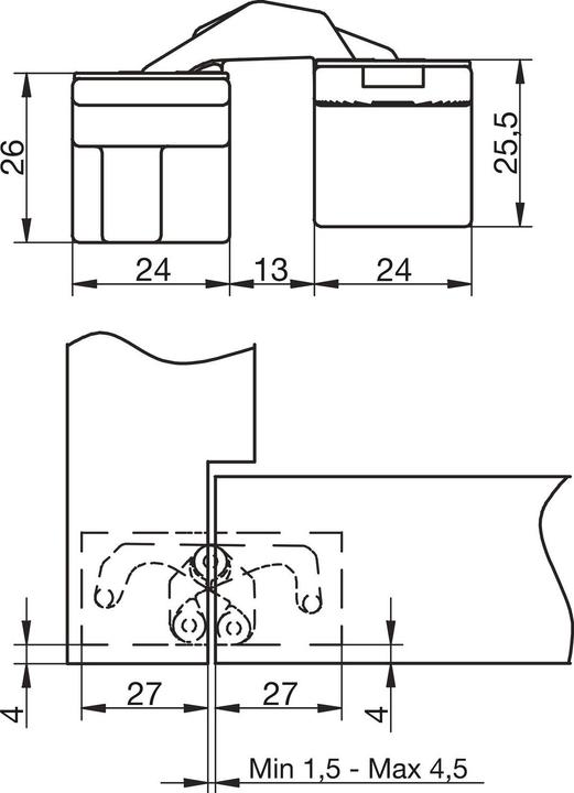 Actual product image Roberto Anselmi ANSELMI concealed door hinge AN 140 3D, bulk pack, black zamak