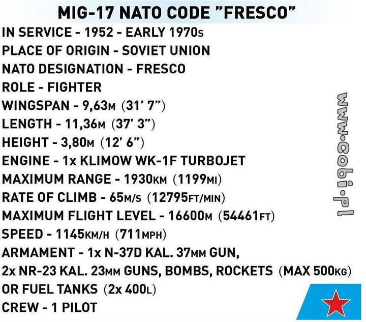 Image du produit Cobi Kit avion de combat MIG-17 Fresco