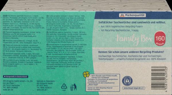 Produktbild dm Soft&Sicher Taschentücherbox Recycling