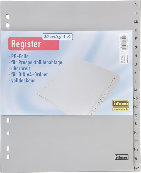 Actual product image Idena Plastic index A4 A to Z grey PP