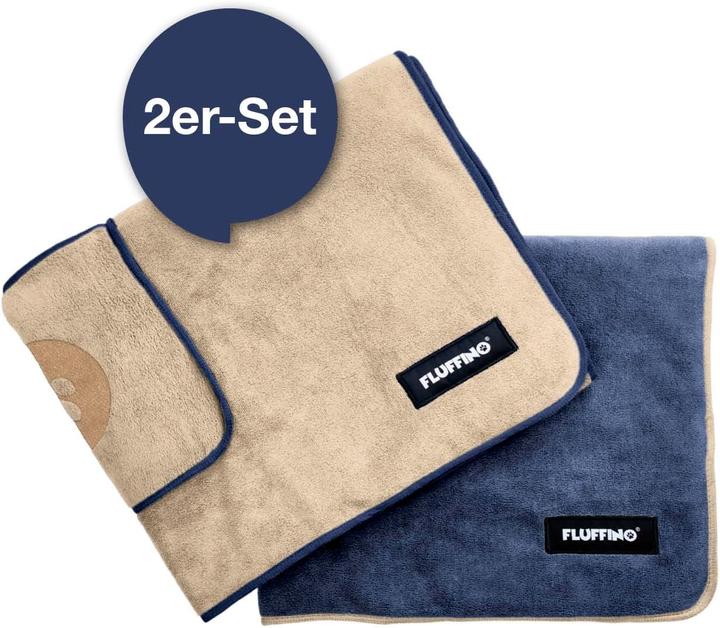 Actual product image Fluffino Dog towel set, beige / blue, L (Dog)