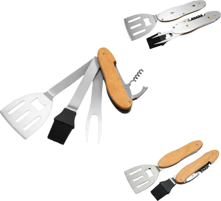 Image du produit Toolbrothers Outdoor Multitool Grill, couverts de barbecue en acier inoxydable avec fourchette