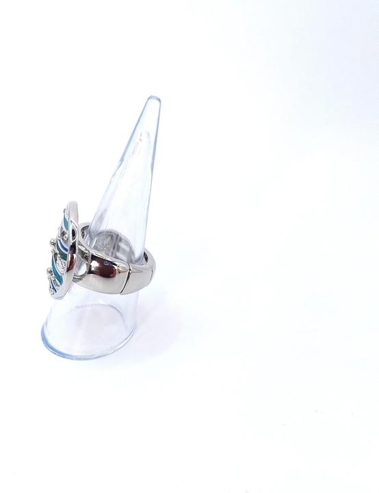 Signé Signè Ring Damenring elastisch silberfarben rhodiniert One Size Blautöne No.18 (18, 19, 20, 21)