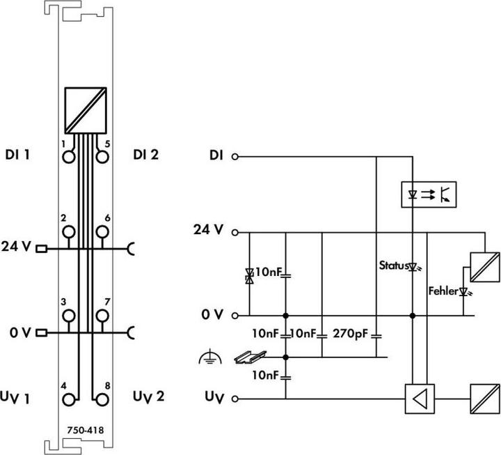 Actual product image Wago Digital I/O Module DC Series 750 18-31.2V 750-418