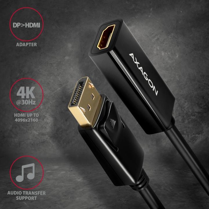 Productafbeelding Axagon RVD-HI14N DisplayPort > HDMI 1.4 adapter 4K/30Hz (HDMI, 2.10 cm)