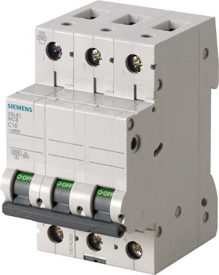 Image du produit Siemens SIEM 5SL6301-7 Disjoncteur 400V 6kA 3 pôles C, 1A