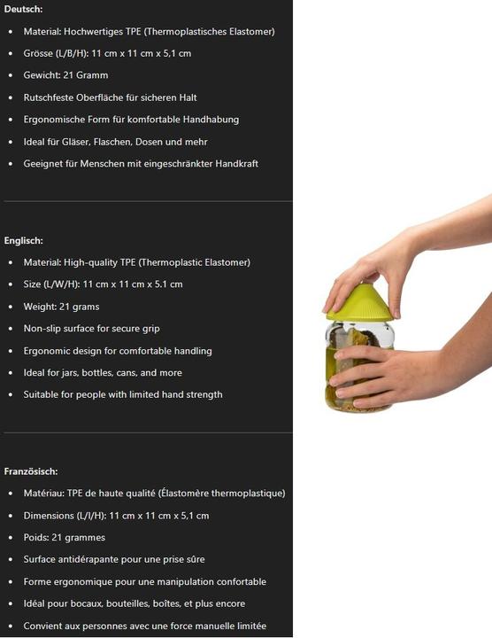 Image du produit De Beer Innovations Ouvre-bouteille universel Ouvre-boîte et ouvre-verre Rapid Gripper Jaune (Ouvre-bouteille à couvercle en plastique)