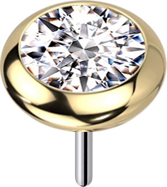 Star Piercing Threadless vergoldet Scheibe abgerundet Kristall silber (ohne Messing, Titan G23)