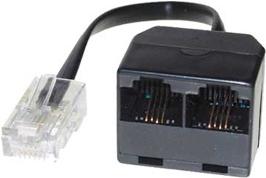 Actual product image Tecline ISDN distributor, 2-way, 1 x RJ45 St/2x RJ45 (8P8C) Bu, 10 cm cable For connecting 2 ISDN device...