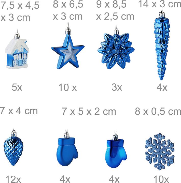 Image du produit Relaxdays Ensemble de 100 boules de Noël (100 -pièce)