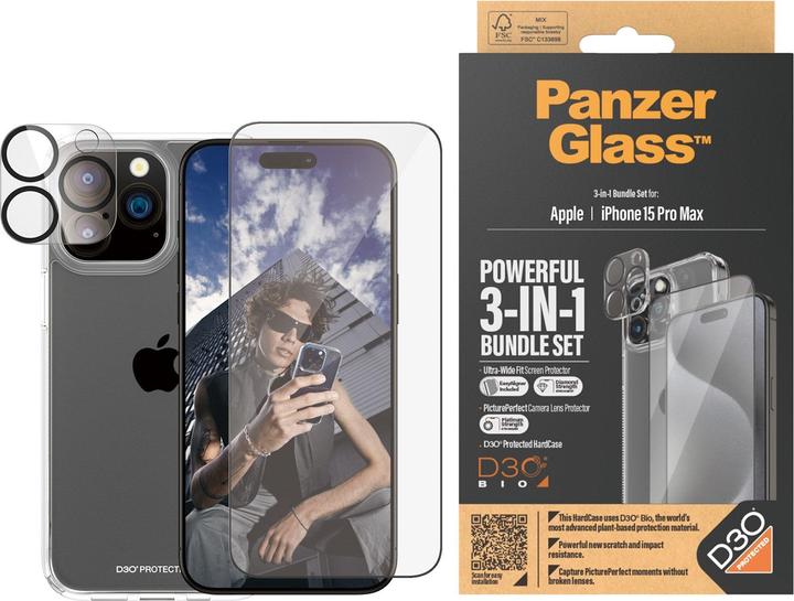 Produktbild PanzerGlass 3-in-1-Pack (1 Stück, Apple iPhone 15 Pro Max)