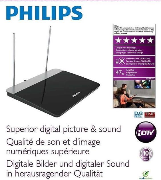 Immagine prodotto Philips Antenna DVB-T per interni SDV6227/12 (Antenna interna, 47 dB, DVB-T / -T2, UKW / MW / LW)