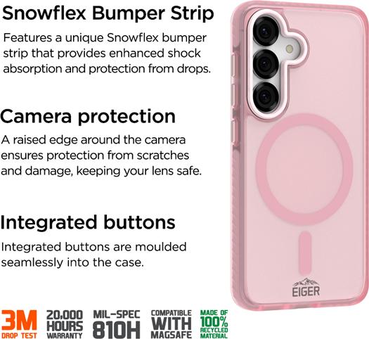 Immagine prodotto Eiger 3m Ultra-Protection Magsafe-Case GRS Blizzard Magsafe Case GRS Pink (Samsung Galaxy S25)