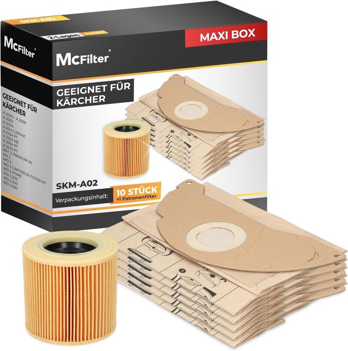 Immagine prodotto Mc Filter 11-teiliges Staubsaugerbeutel-Set für Kärcher WD2/MV2 (11 x)