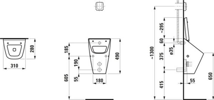 Produktbild Laufen Vila Absauge-Urinal, L/B/H: 310/280/490 mm, weiss, mit Löcher für Deckelmontage, H841141000