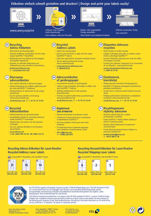 Actual product image Avery Recycling shipping labels