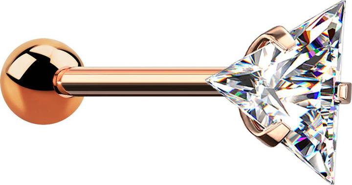 Immagine prodotto Star Piercing Micro bilanciere in oro rosa con sfere e triangoli di cristallo (senza ottone, Acciaio chirurgico 316L)