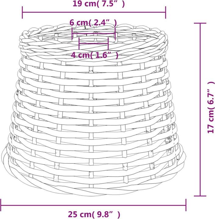 Immagine prodotto VidaXL Lampenschirm Braun Ø25x17 cm Korbweide, Farbe: Braun