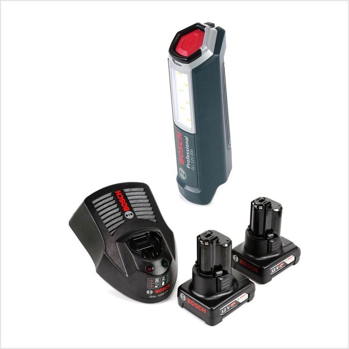 Produktbild Bosch Professional GLI 12V-300 Akku Lampe + 2x GBA 12V 4,0 Ah Akku + GAL 1230 Ladegerät (300 lm)