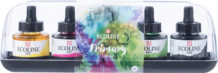Talens Ecoline Set (Magenta, Black, Sky Blue, Zitronengelb, Green, 150 ml)