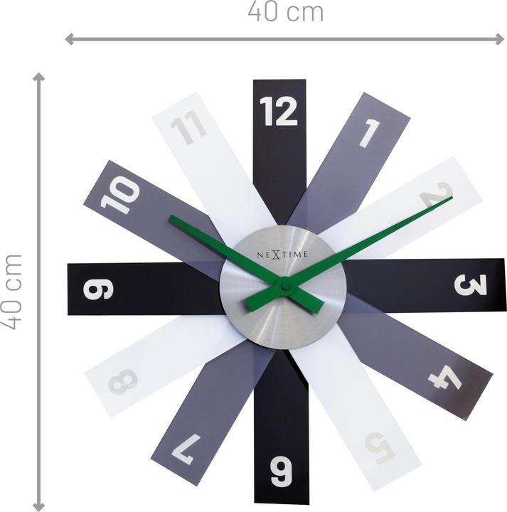Produktbild Nextime Wanduhr Plexi Ø 40 cm, Grau/Schwarz/Weiss (40 cm)