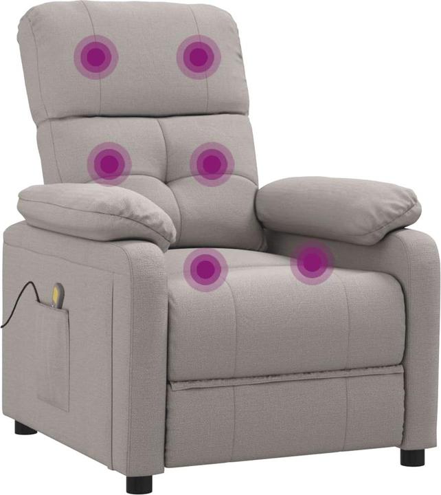 Image du produit VidaXL Fauteuil de massage Fauteuil de télévision Fauteuil relax Fauteuil de relaxation Tissu taupe