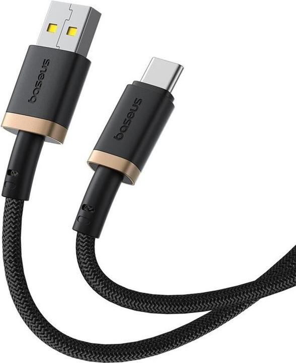 Actual product image Baseus Dura USB type A to type C 60 W fast charging cable 2 m black gold (2 m, USB 3.0)