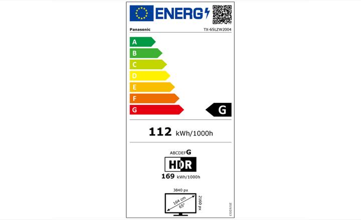 Label énergétique Panasonic TX-65LZW2004 (65", OLED, 4K, 2023)