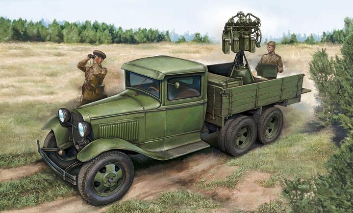 Actual product image Hobby Boss GAZ-AAA with Quad Maxim AA Gun