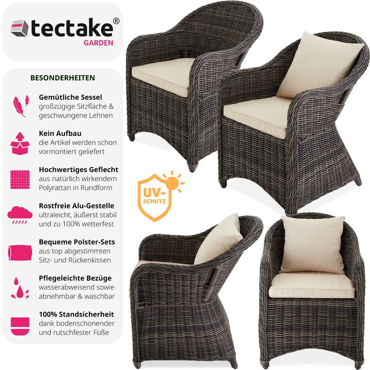 Produktbild tectake Rattansessel inkl. Sitzkissen und Rückenkissen