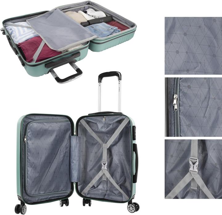 Image du produit Itaca Set de valises légères ABS 2 valises S L Aquamarine (35 l, Bagage à main (jusqu'à 50l), L (90 - 115l))