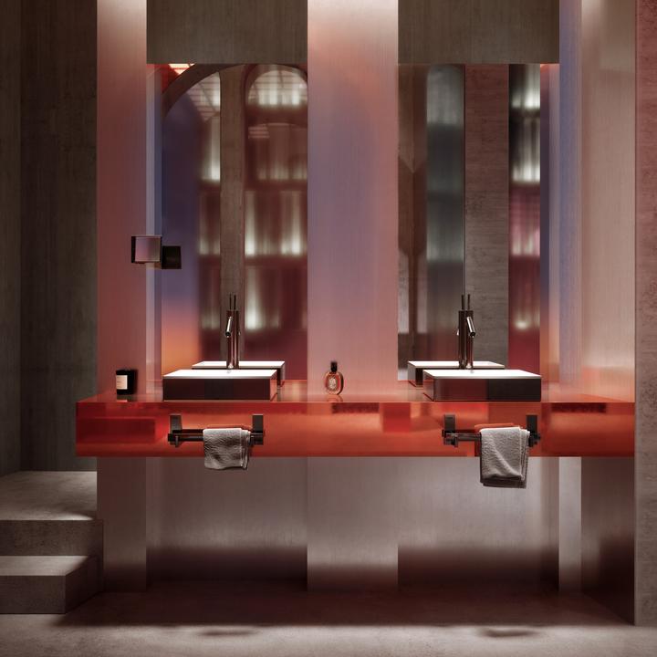 Actual product image hansgrohe AXOR Suite countertop washbasin, angular, 400x400mm, with metal frame, without overflow, S (400 mm, 400 mm)