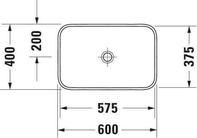 Actual product image Duravit Countertop basin HAPPY D.2 PLUS o ÜL o HLB 600x400mm o HL we/anth WG (400 mm, 600 mm)
