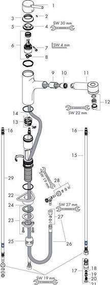 Produktbild hansgrohe Niederdruckarmatur mit Handbrause Talis S chrom glnzend 32842000