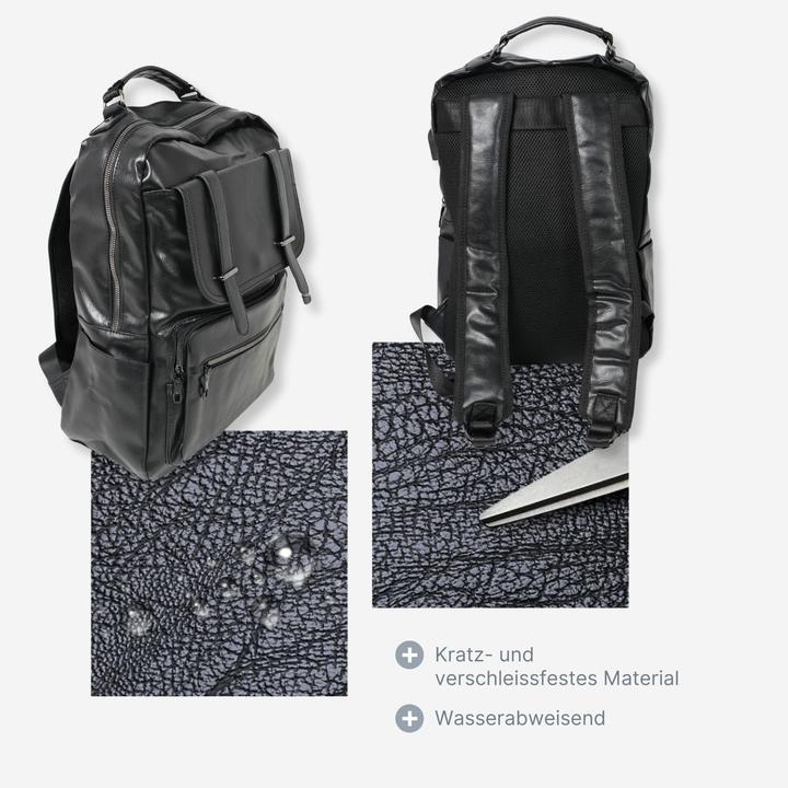 Produktbild Hermex Laptop-Rucksack Tagesrucksack Business-Rucksack PU-Lederrucksack (15 l)