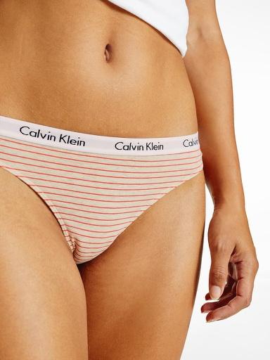 Produktbild Calvin Klein Damen THONG Tangahschen, Feeder Stripe Haferflocken Heather, 36 (S)