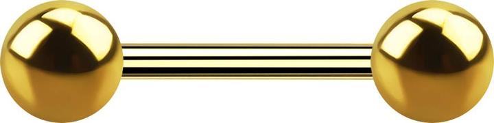 Image du produit Star Piercing Barbell plaqué or avec deux boules (Acier chirurgical 316L, sans laiton)