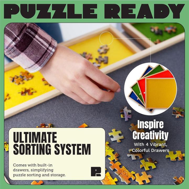 Actual product image Puzzle Ready Puzzle board with colourful drawers (1500 pieces)
